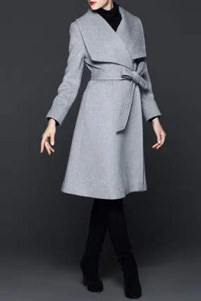 Daphne Winter Wool Blended Coat, Light Grey