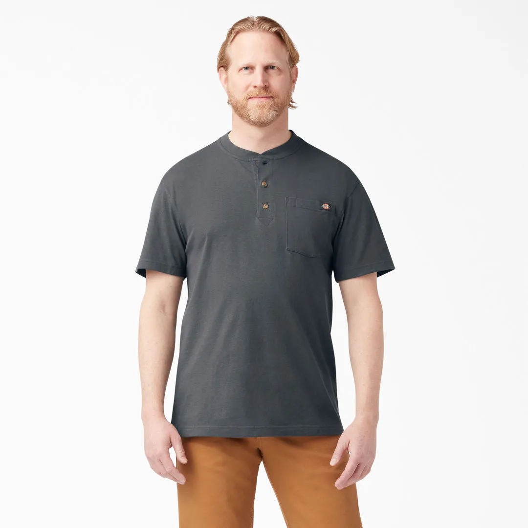 DICKIES Heavyweight Short Sleeve Henley T-Shirt CHARCOAL