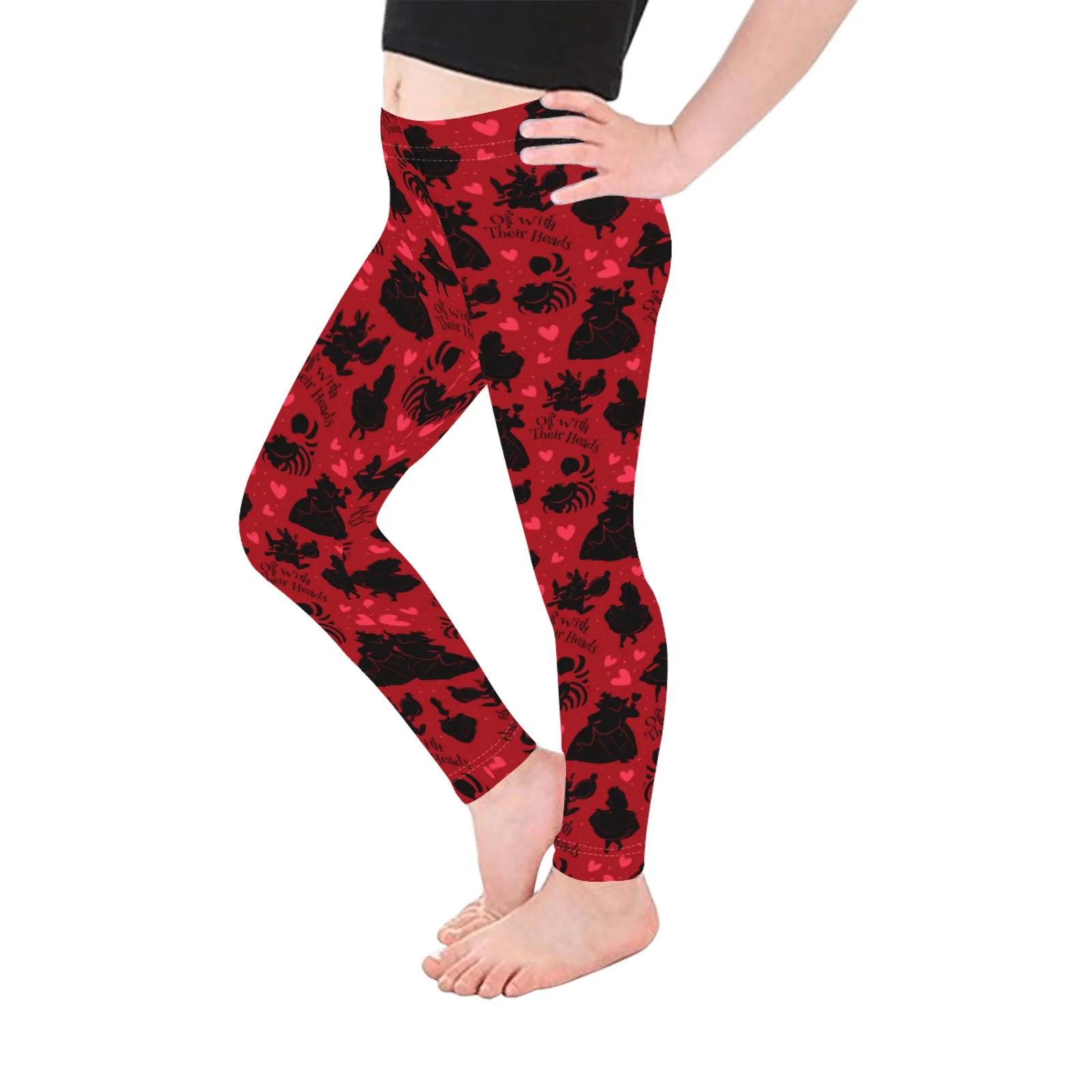 Disney Alice In Wonderland Queen Of Hearts Off With Their Heads Kid's Leggings