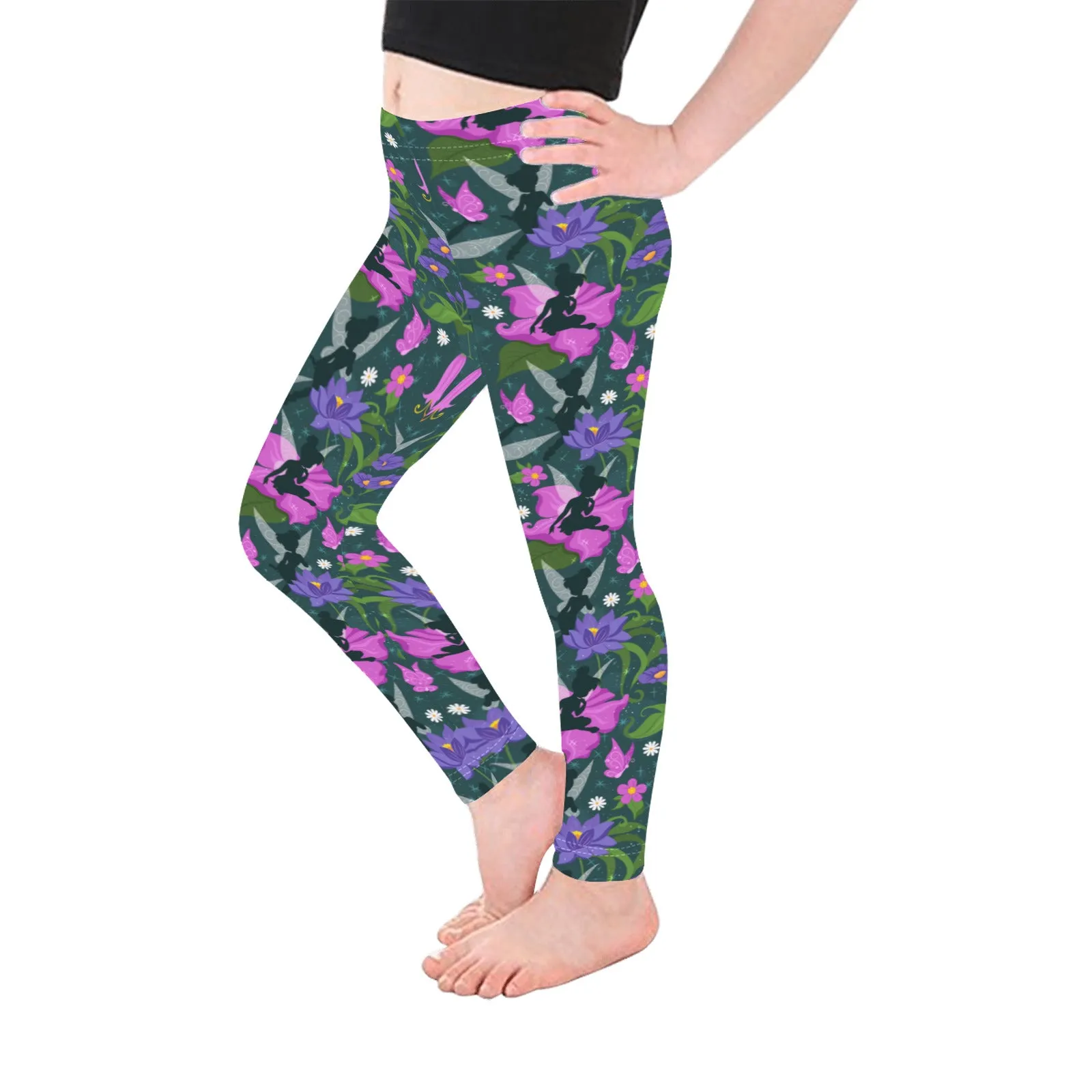 Disney Tinker Bell Fairies And Flowers Kid's Leggings