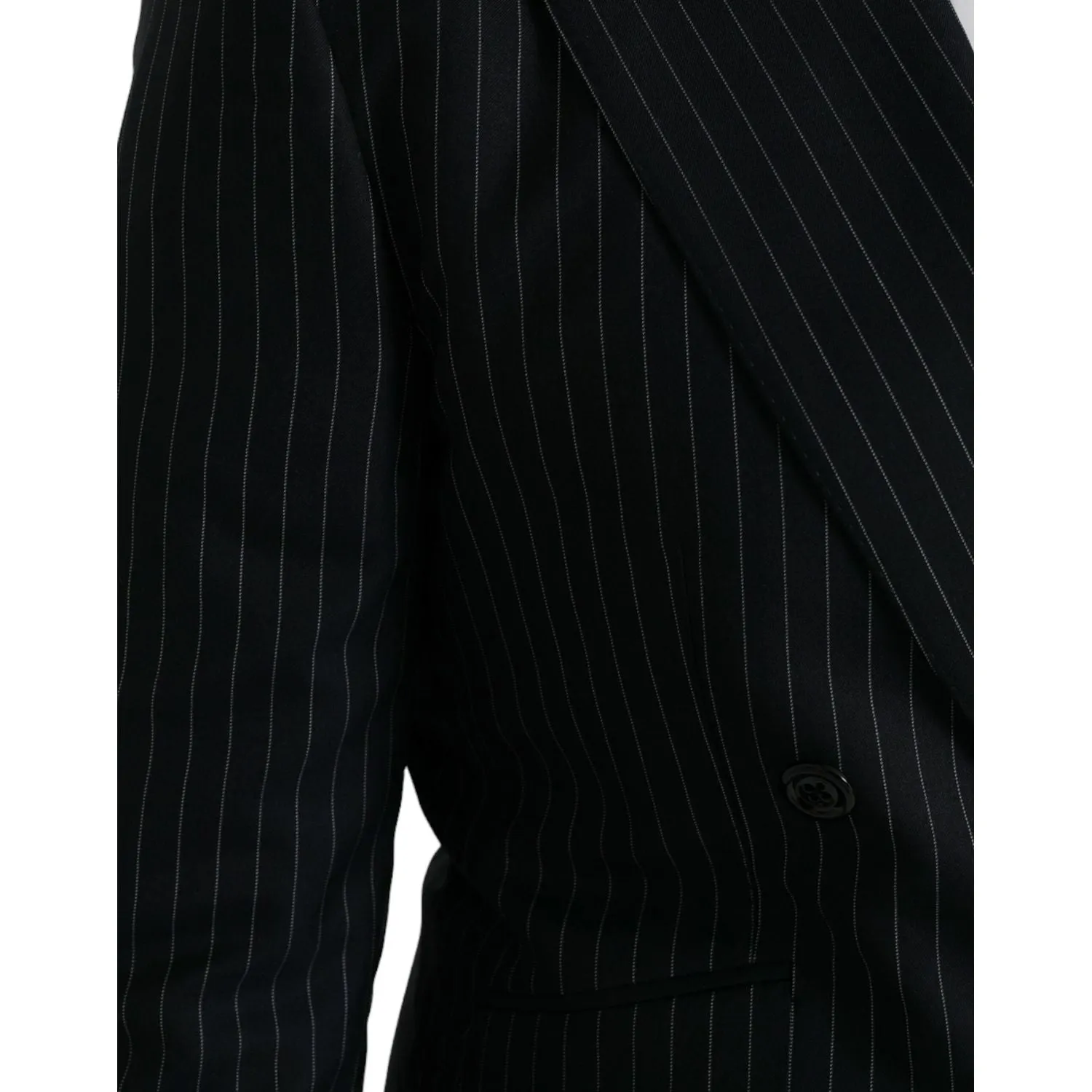 Dolce & Gabbana Black Stripe SICILIA Double Breasted Coat Blazer