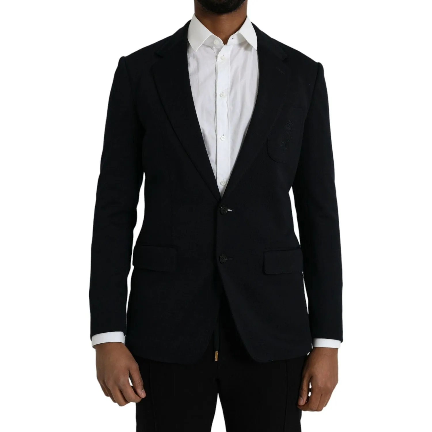 Dolce & Gabbana Black Wool Notch Single Breasted Coat Blazer