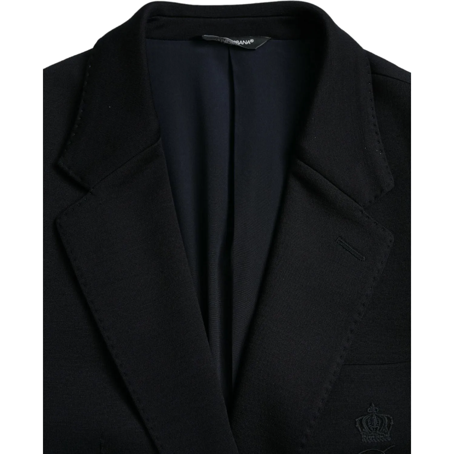 Dolce & Gabbana Black Wool Notch Single Breasted Coat Blazer