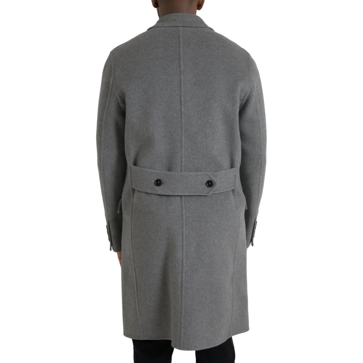 Dolce & Gabbana Gray Double Trench Coat Cashmere Jacket