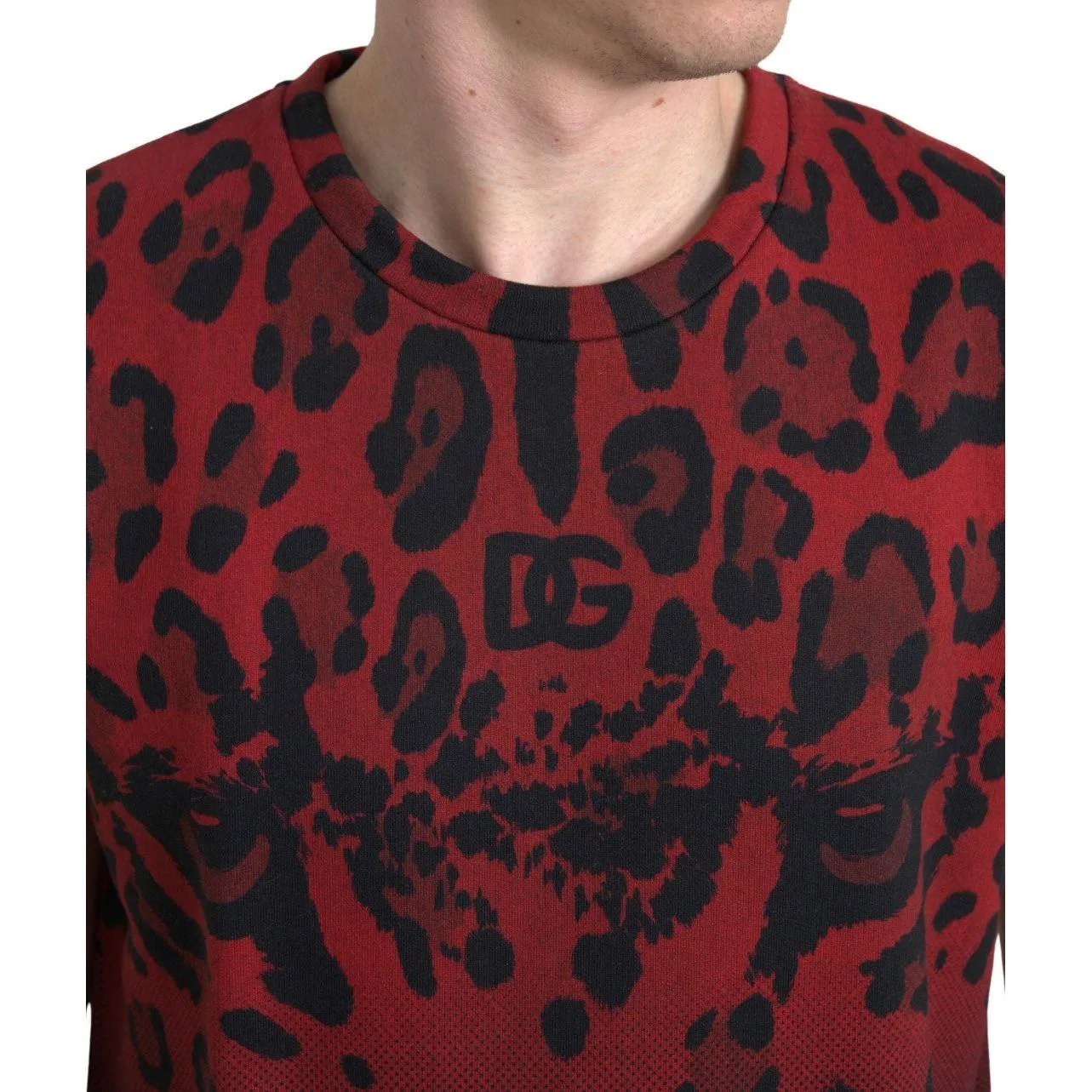 Dolce & Gabbana Red Leopard Print Cotton Tank Top