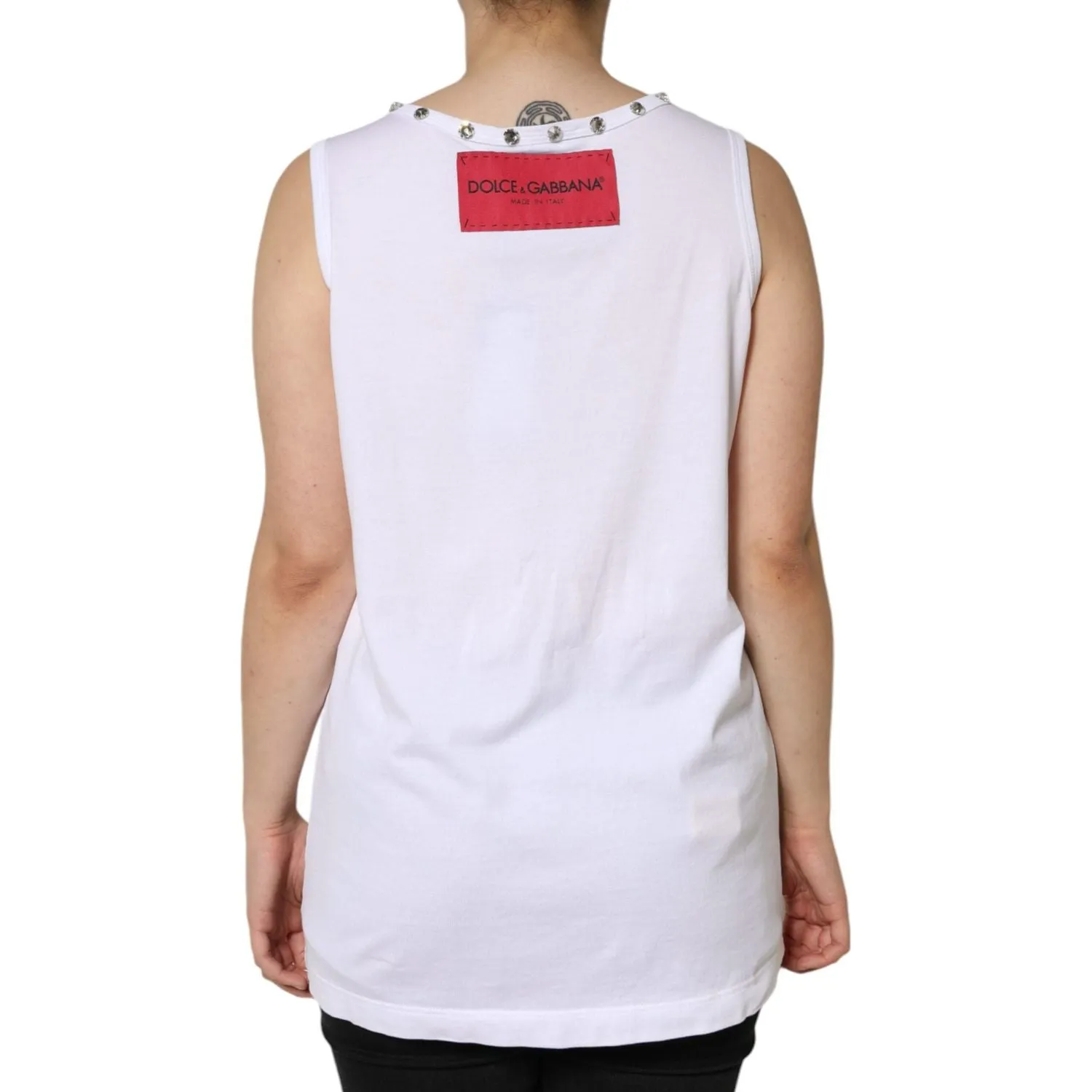 Dolce & Gabbana White I Love The Love Embellished Tank Top