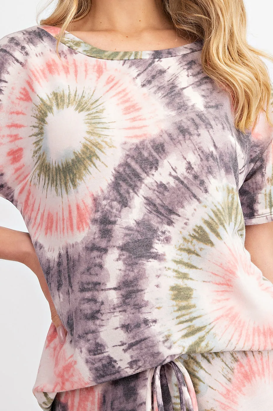 Don't Worry Be Happy Tie Dye Lounge Top