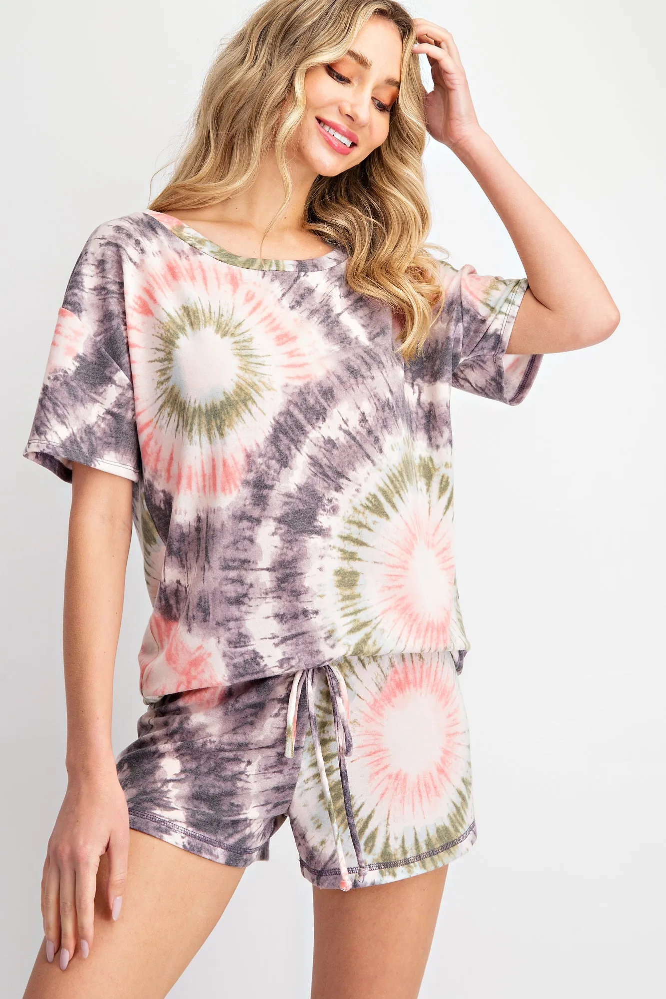 Don't Worry Be Happy Tie Dye Lounge Top