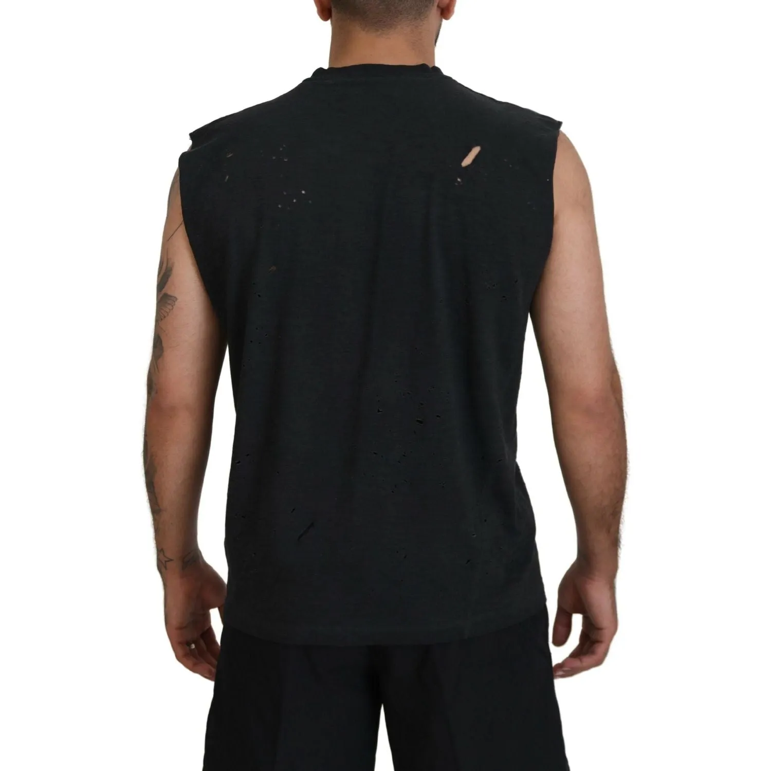 Dsquared² Black Cotton Sleeveless Crewneck Tank T-shirt