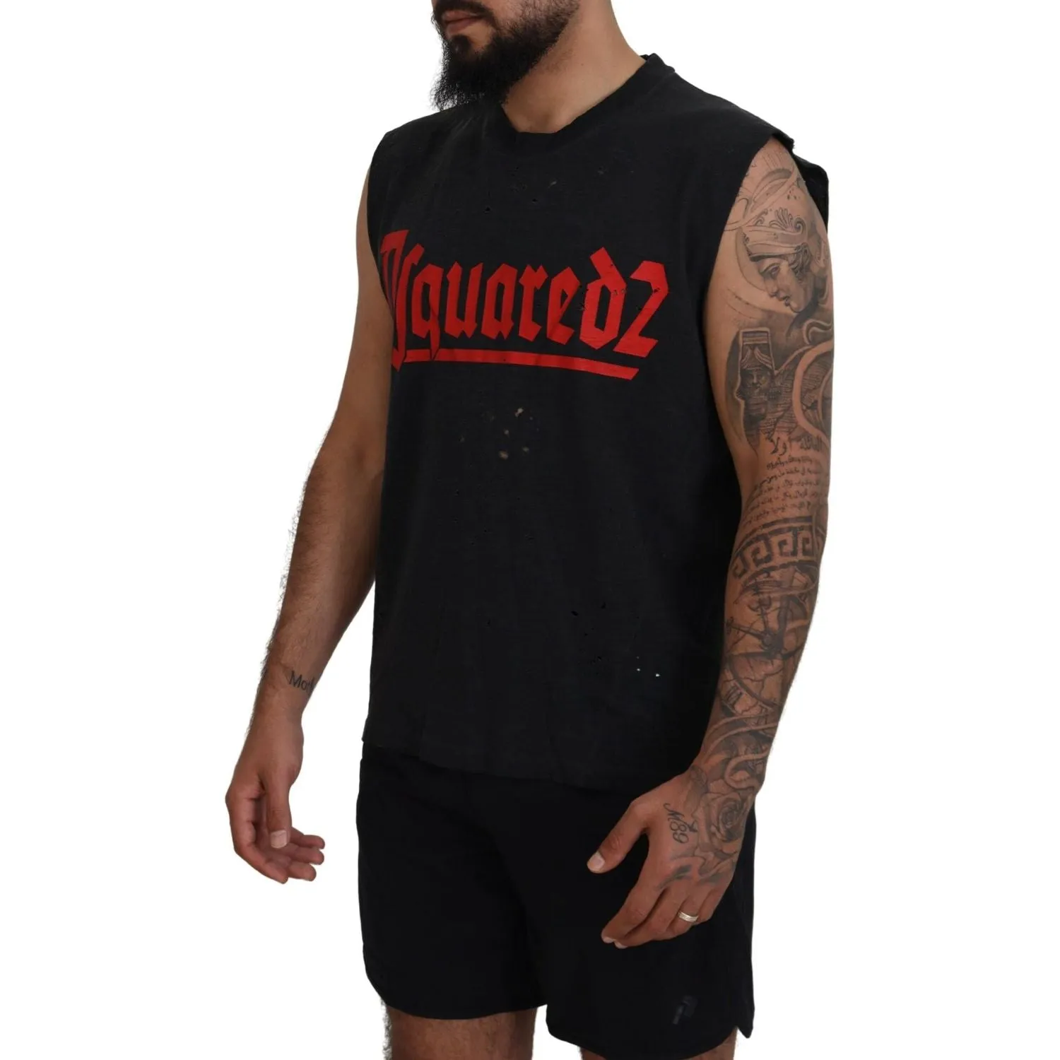 Dsquared² Black Cotton Sleeveless Crewneck Tank T-shirt