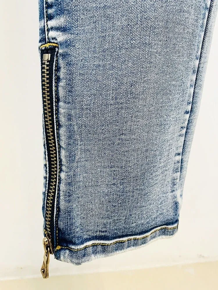 Elastic Denim Classic Motorcycle Jeans