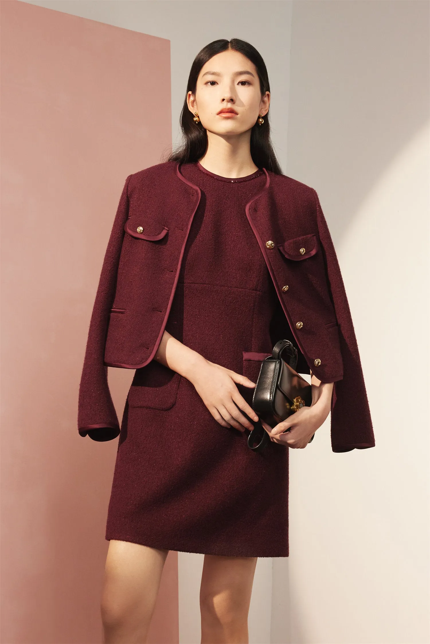 EP YAYING Tweed Wool Coat