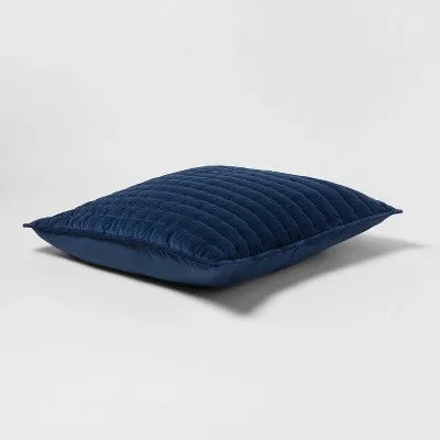 Euro Channel Stitch Velvet Quilt Sham Navy - Threshold