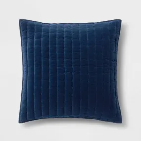 Euro Channel Stitch Velvet Quilt Sham Navy - Threshold