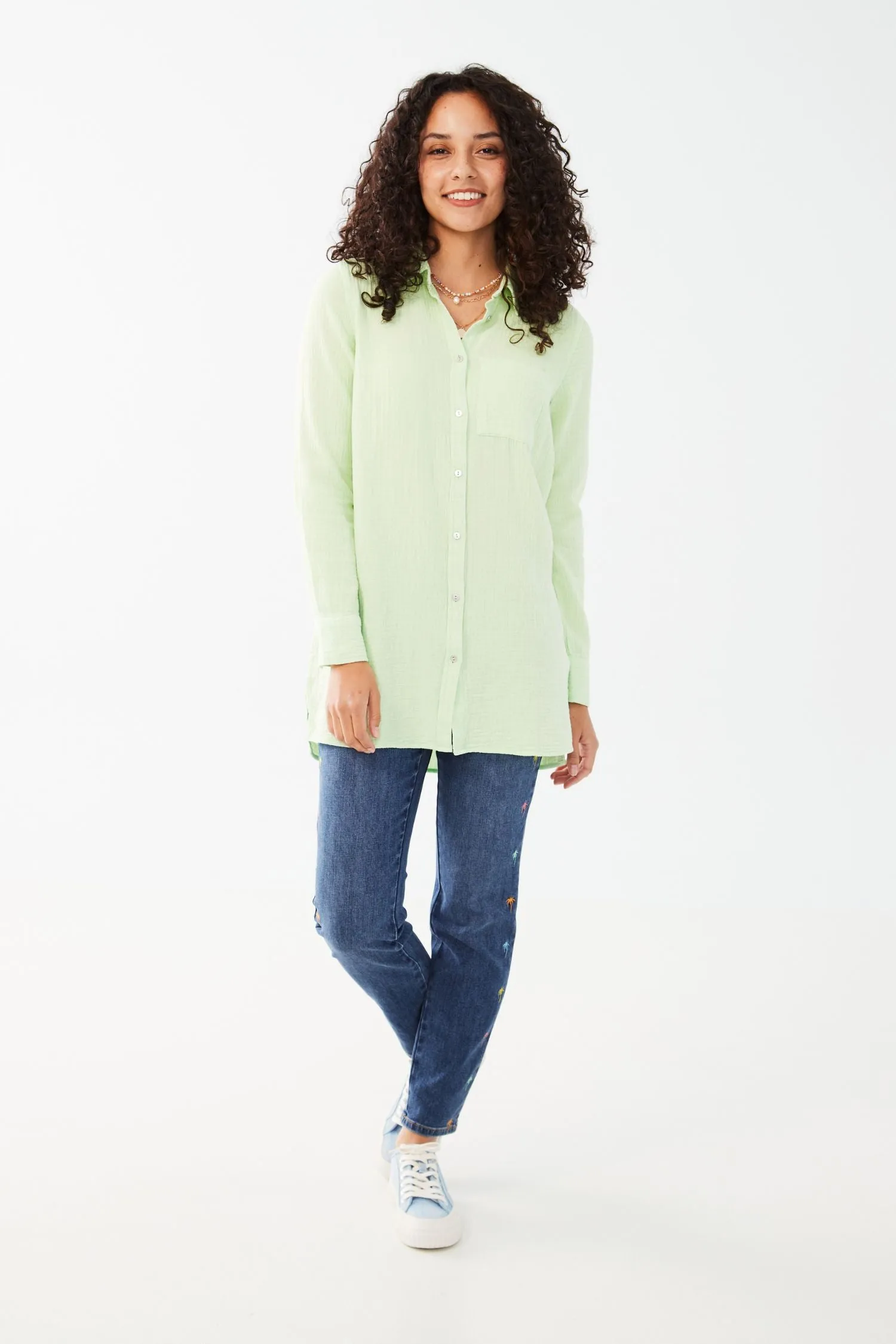 FDJ Long Sleeve Crinkle Cotton Tunic - Style 7122975F