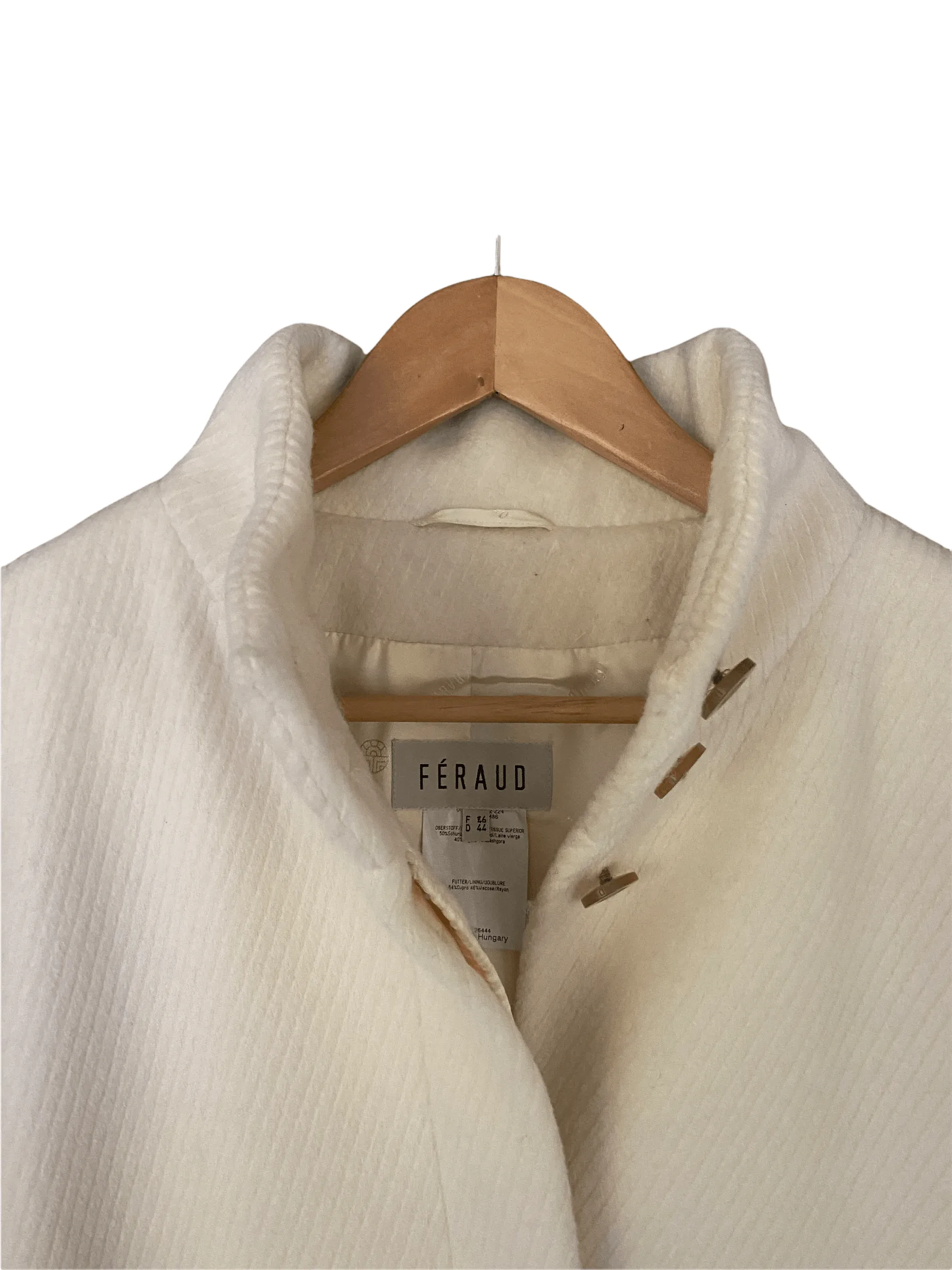 Feraud Wool and Angora Mix Coat Cream with Belt FR46 UK Size 18