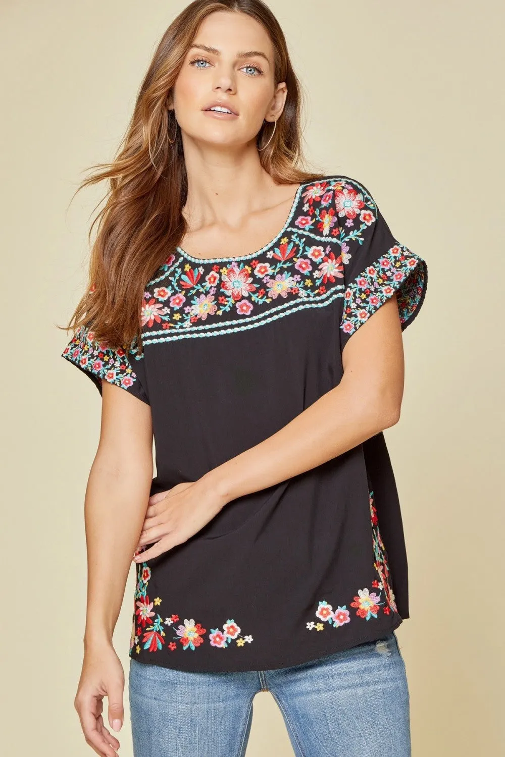 Floral Embroidered Embroidered Top