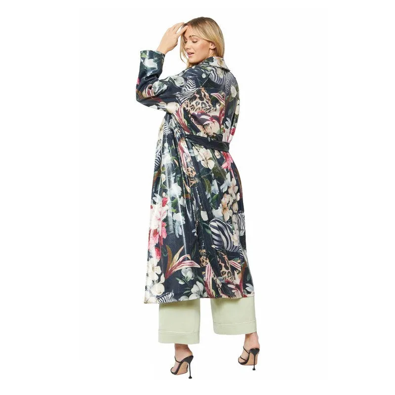 Flower Print Trench Coat