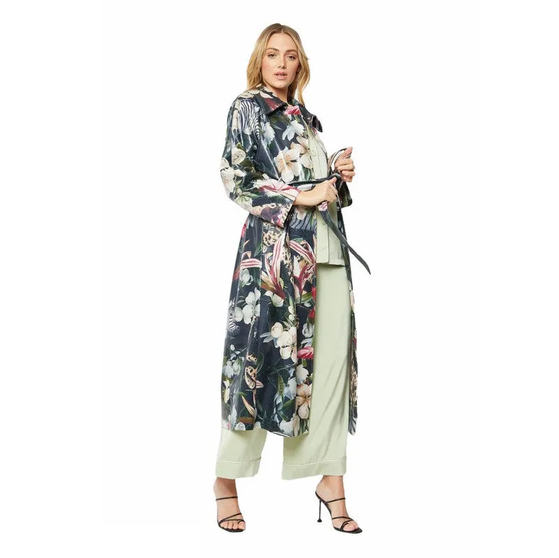 Flower Print Trench Coat