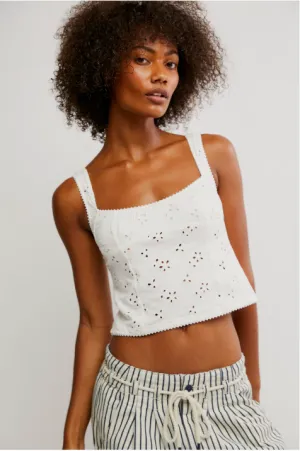 Full Bloom Eyelet Cami Ivory