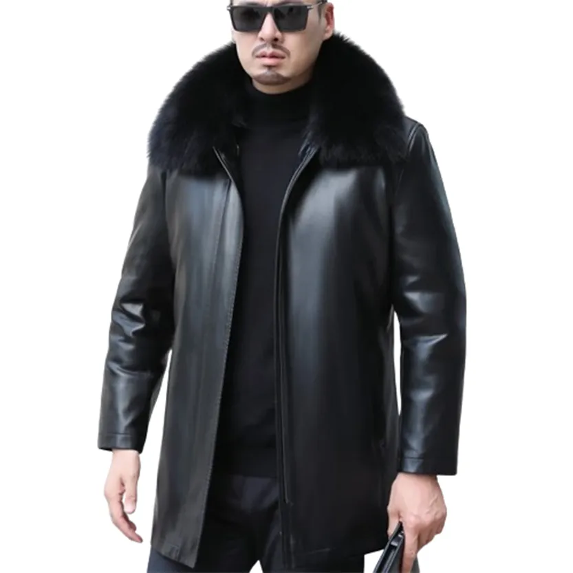 Funki Buys | Jackets | Men's Genuine Leather Long Down Jacket