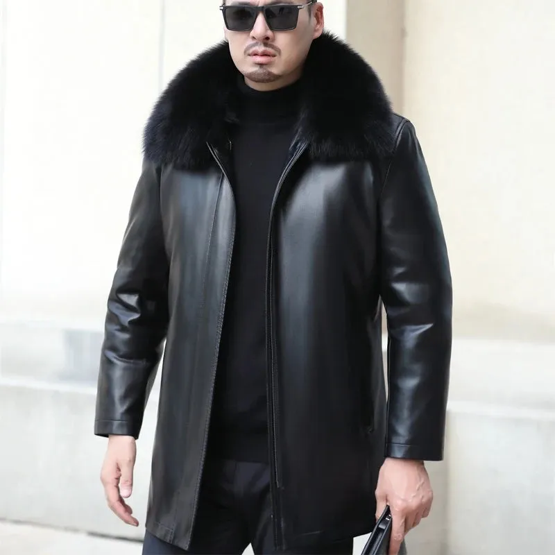 Funki Buys | Jackets | Men's Genuine Leather Long Down Jacket