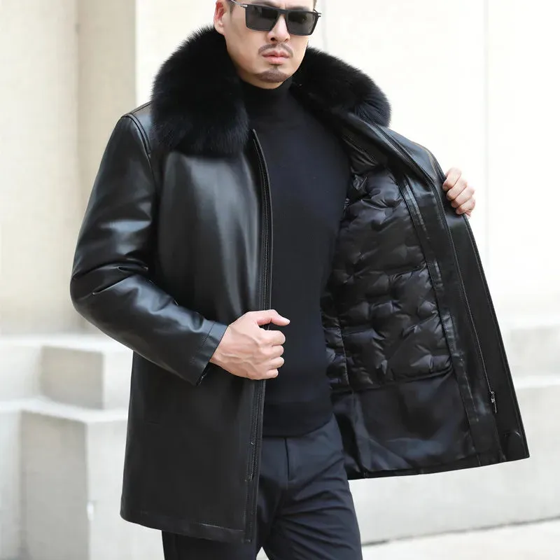 Funki Buys | Jackets | Men's Genuine Leather Long Down Jacket