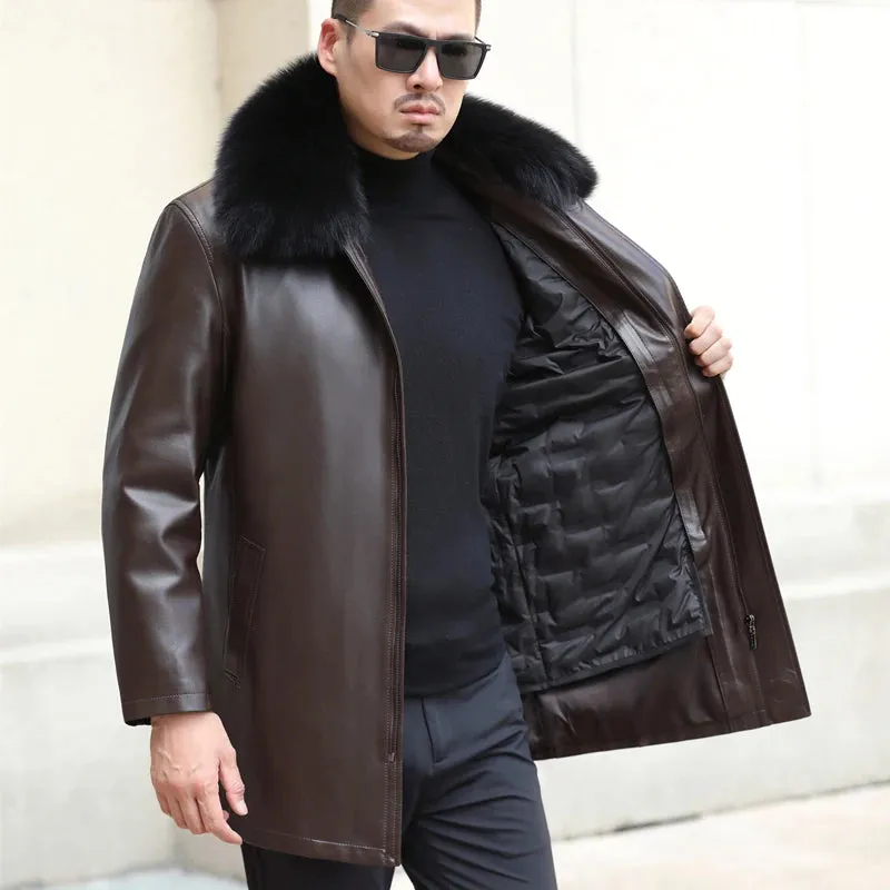 Funki Buys | Jackets | Men's Genuine Leather Long Down Jacket