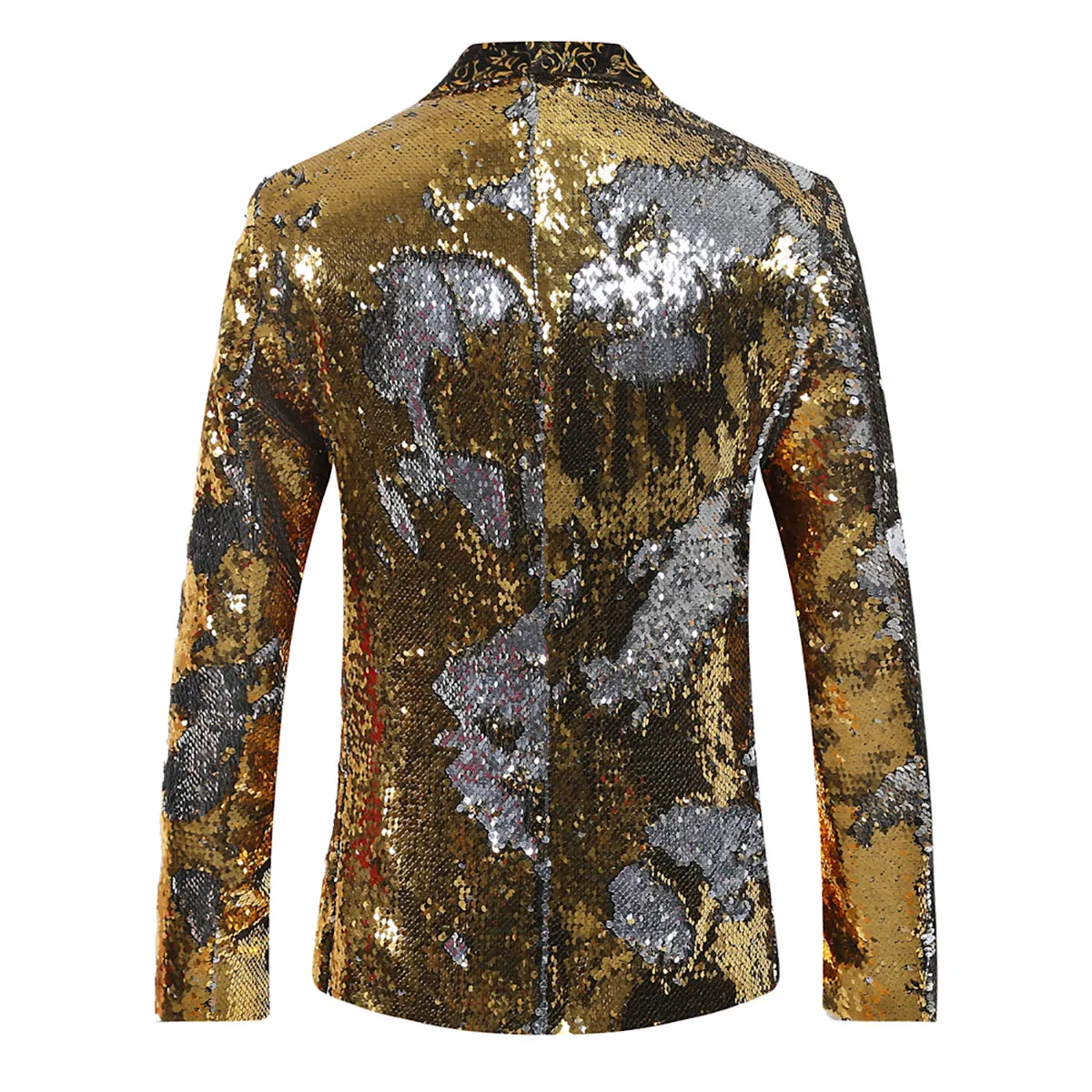 Gold Silver Shawl Collar Sequins Dance Party Jacket