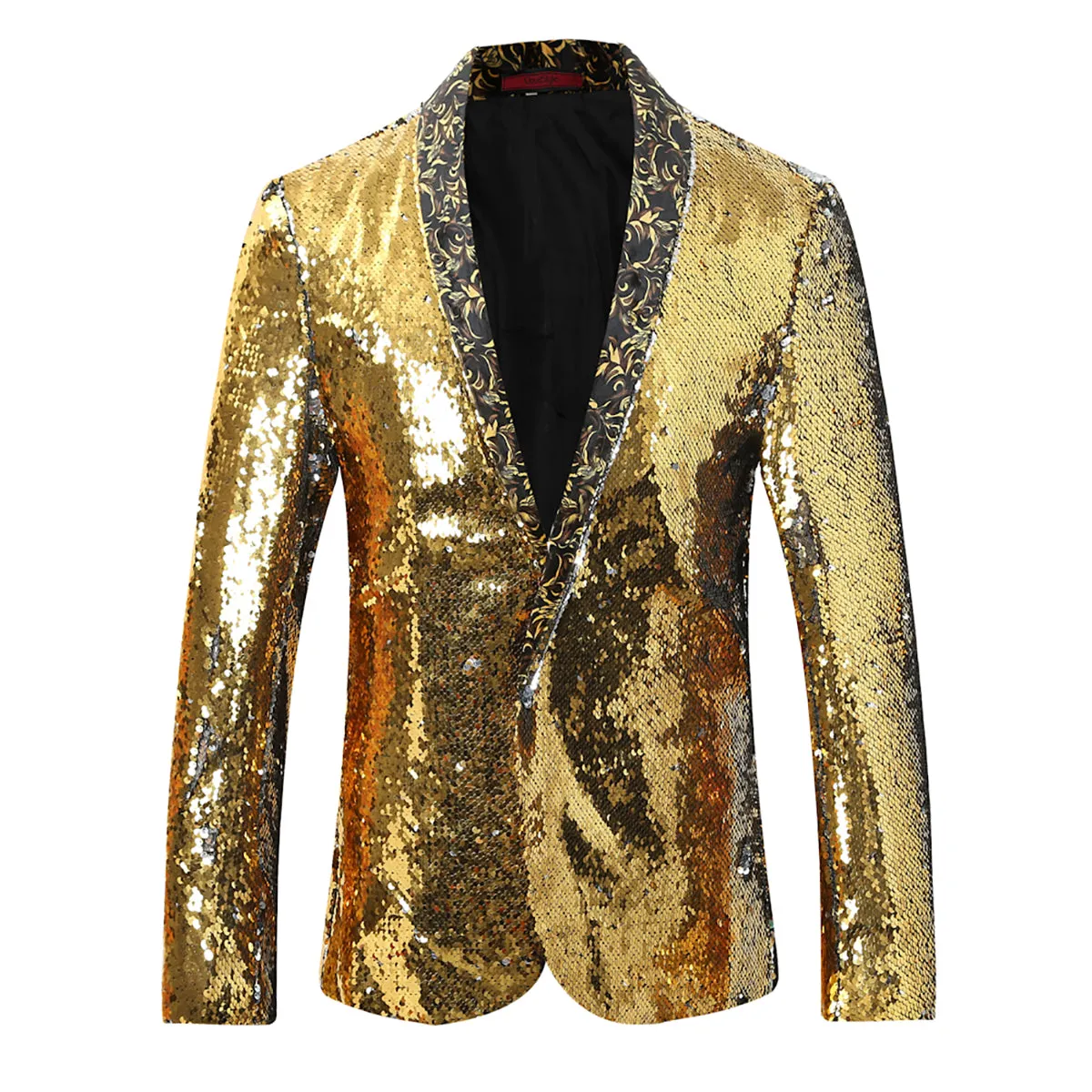 Gold Silver Shawl Collar Sequins Dance Party Jacket