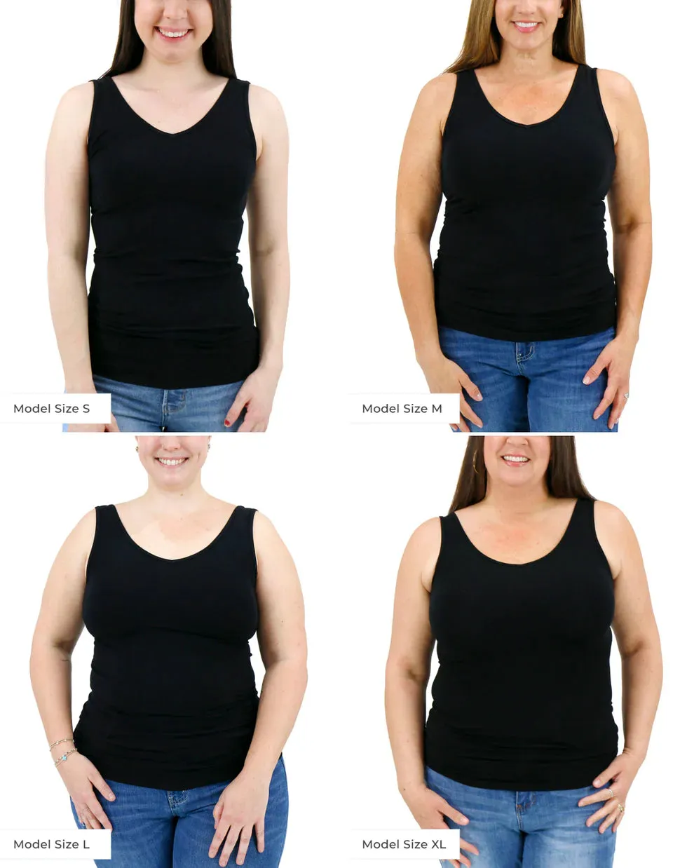 Grace & Lace Long Reversible Perfect Fit Tank - Black