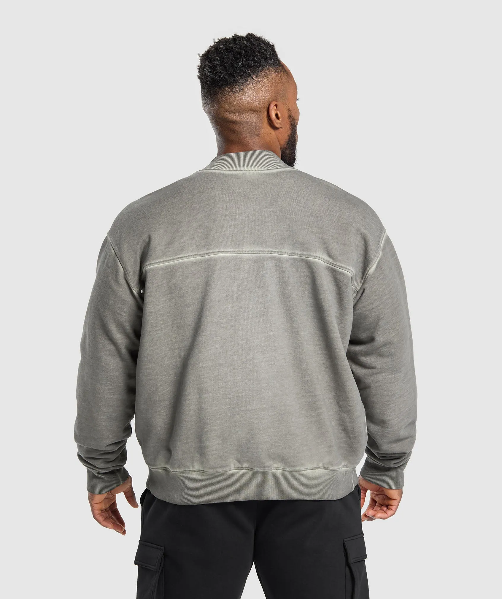 Gymshark Heavyweight Bomber Jacket - Metal Grey/Asphalt Grey