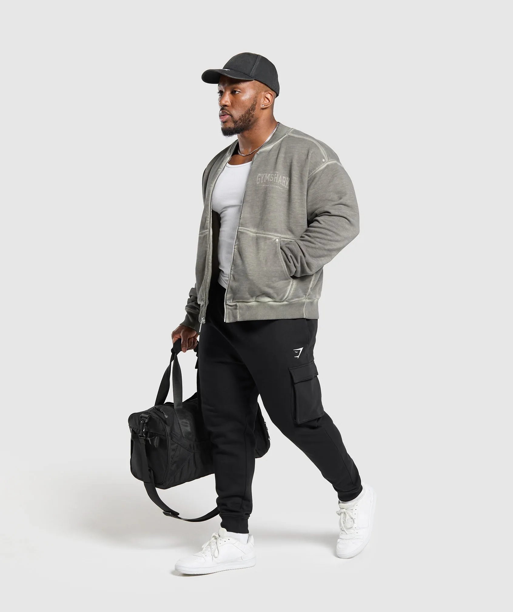 Gymshark Heavyweight Bomber Jacket - Metal Grey/Asphalt Grey