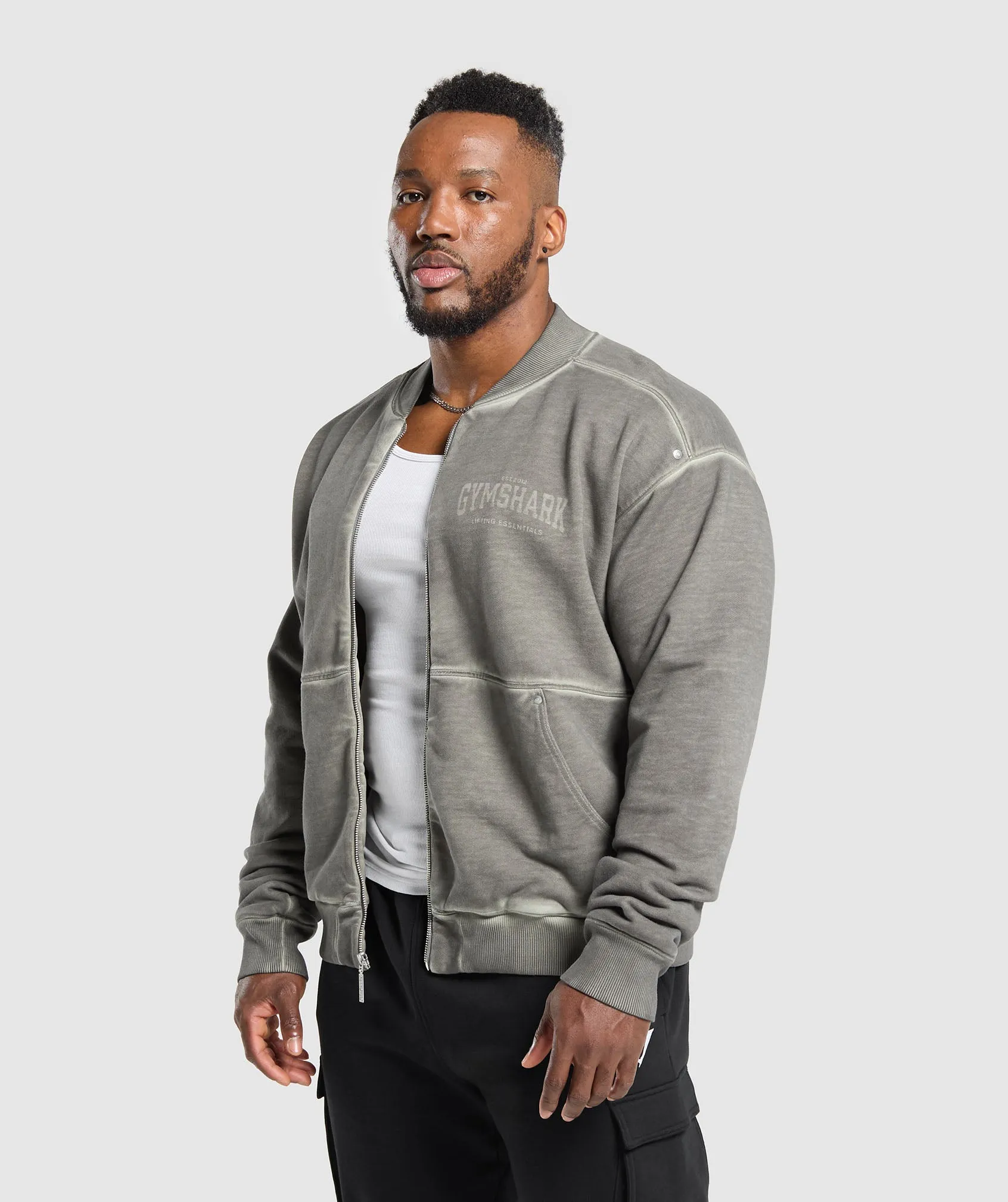 Gymshark Heavyweight Bomber Jacket - Metal Grey/Asphalt Grey