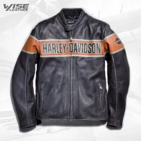 Harley Davidson Victory Lane Men's Real Cowhide Leather Motorcycle Jacket