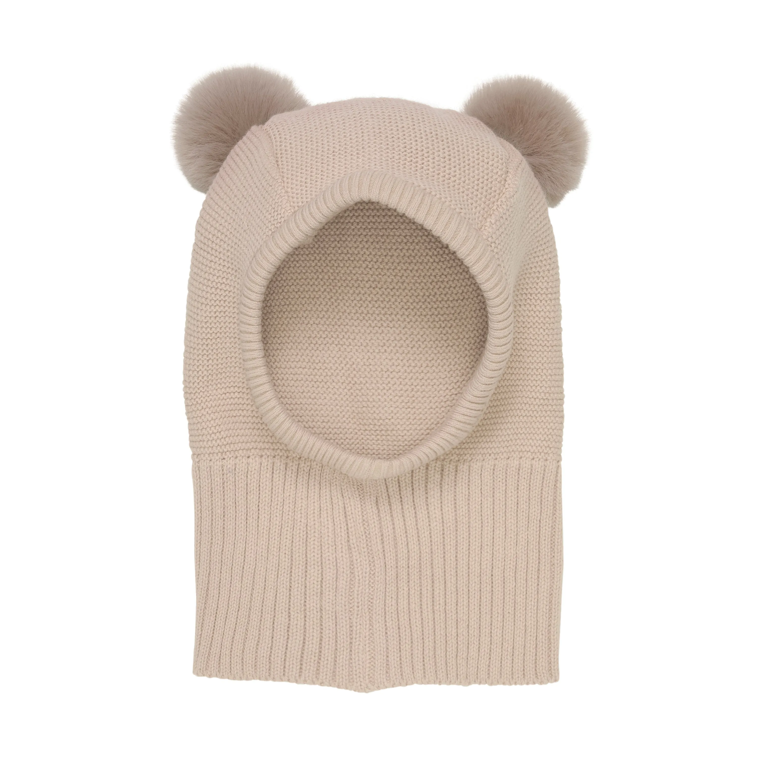 HUTTEliHUT Balaclava Knit w. Pompoms - Light Camel