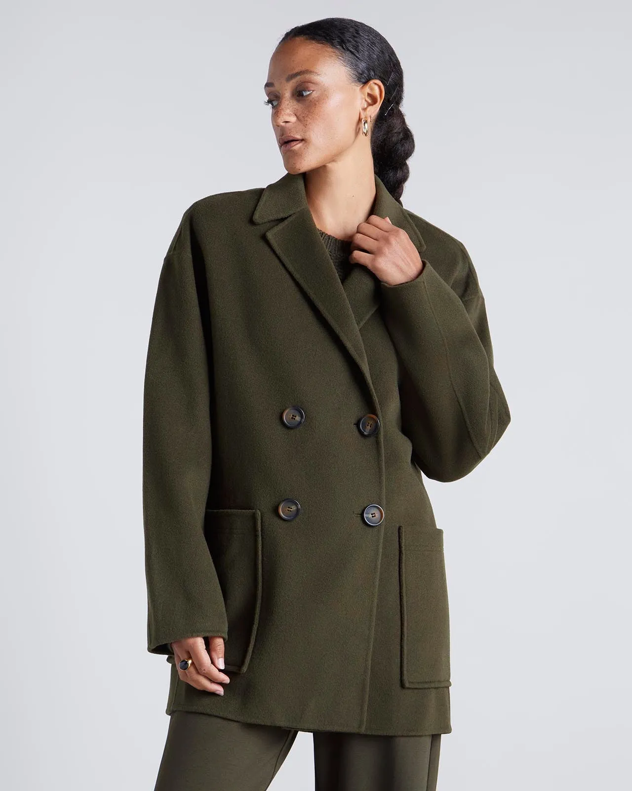 Kate Young x Splendid Wool-Cashmere Double Breasted Coat