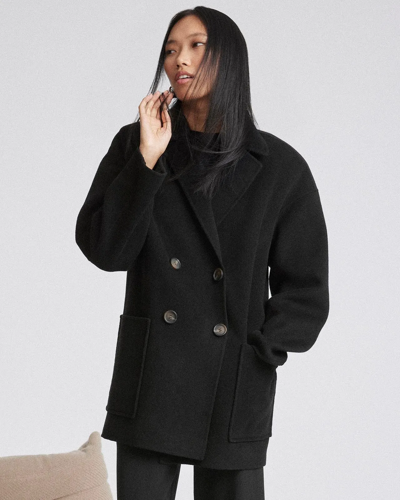 Kate Young x Splendid Wool-Cashmere Double Breasted Coat