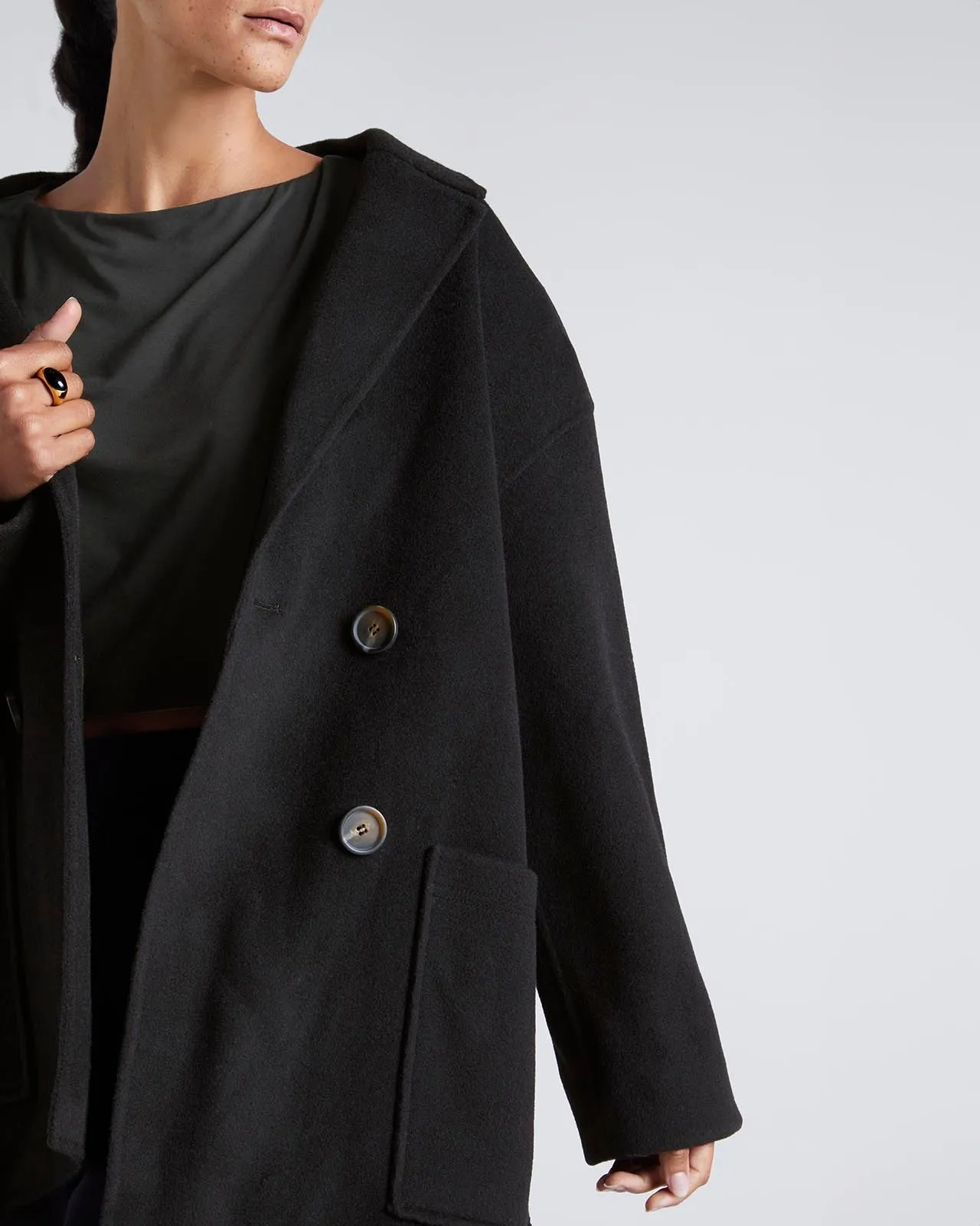 Kate Young x Splendid Wool-Cashmere Double Breasted Coat