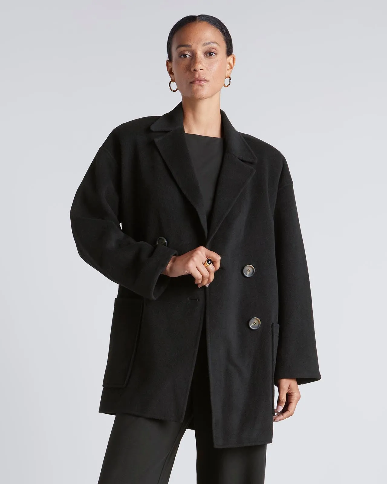 Kate Young x Splendid Wool-Cashmere Double Breasted Coat