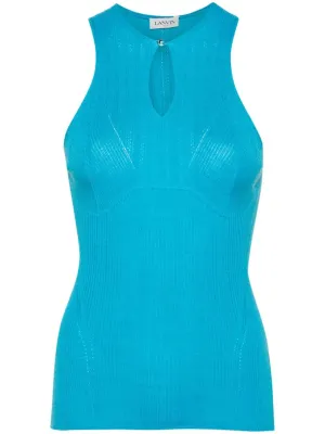 keyhole-neck ribbed tank top