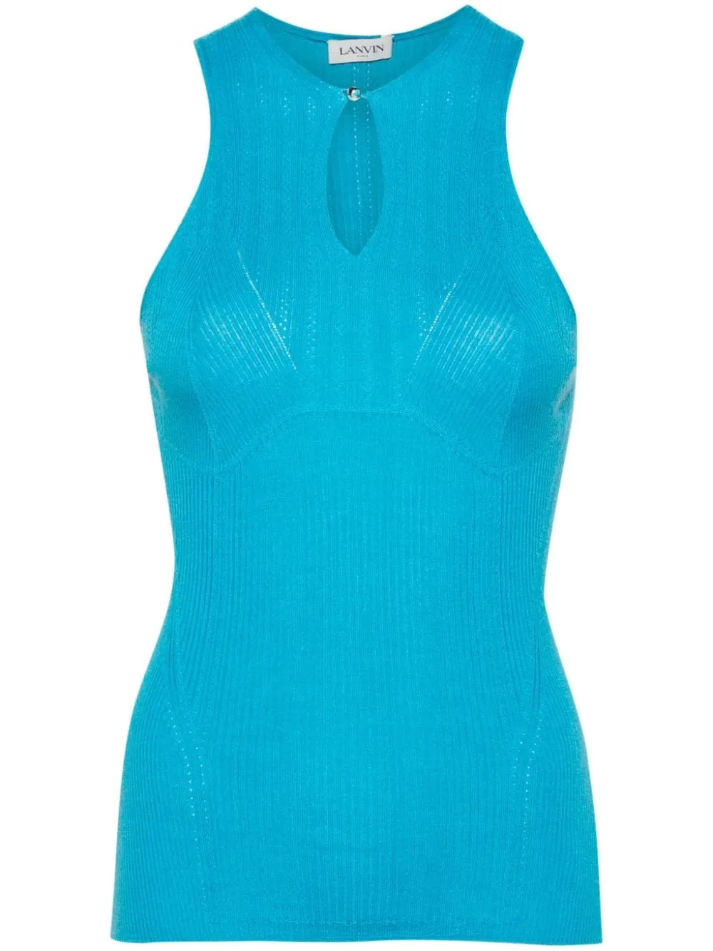 keyhole-neck ribbed tank top