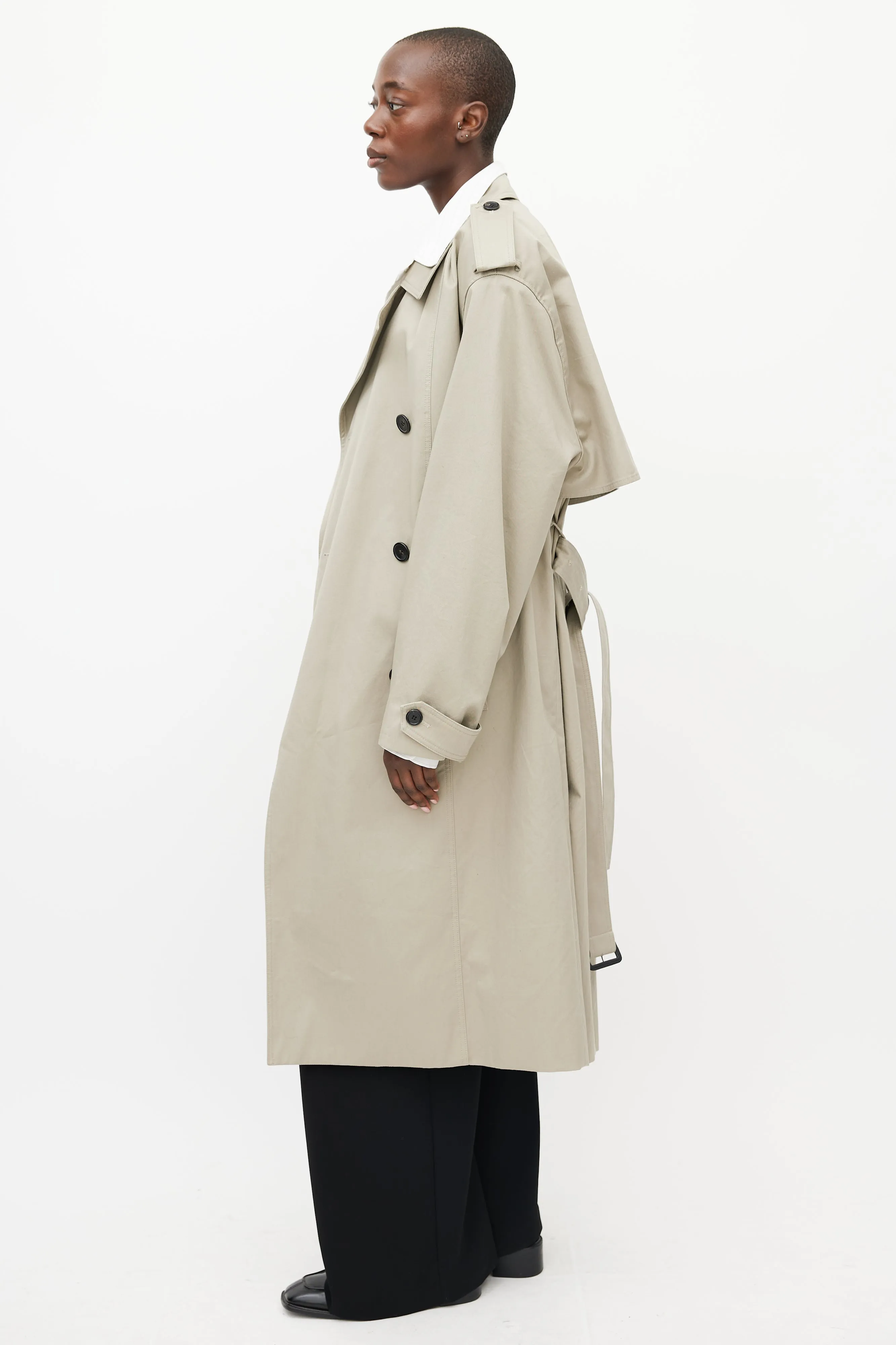 Khaki Eugene Oversized Belted Trench Coat