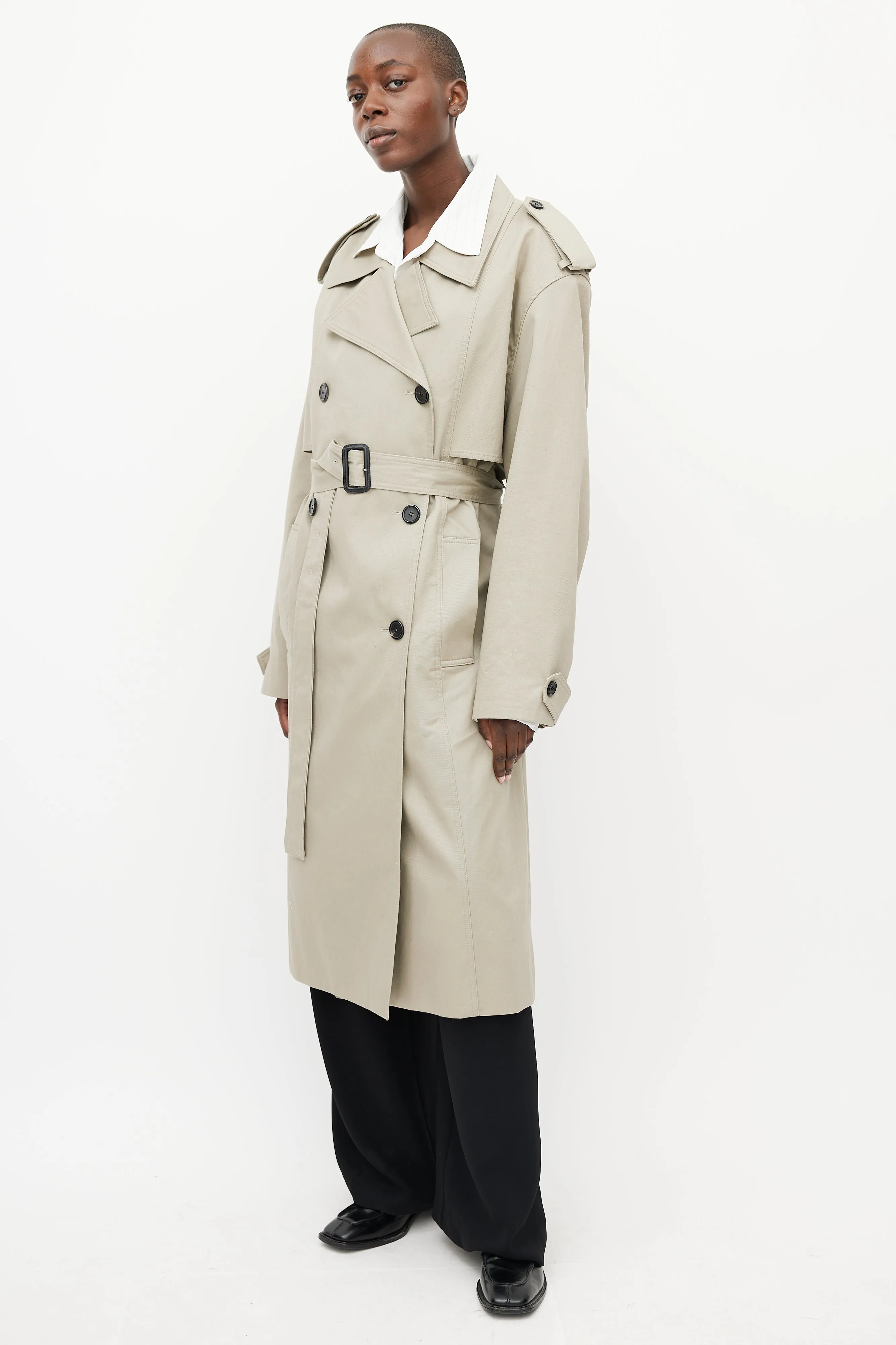 Khaki Eugene Oversized Belted Trench Coat