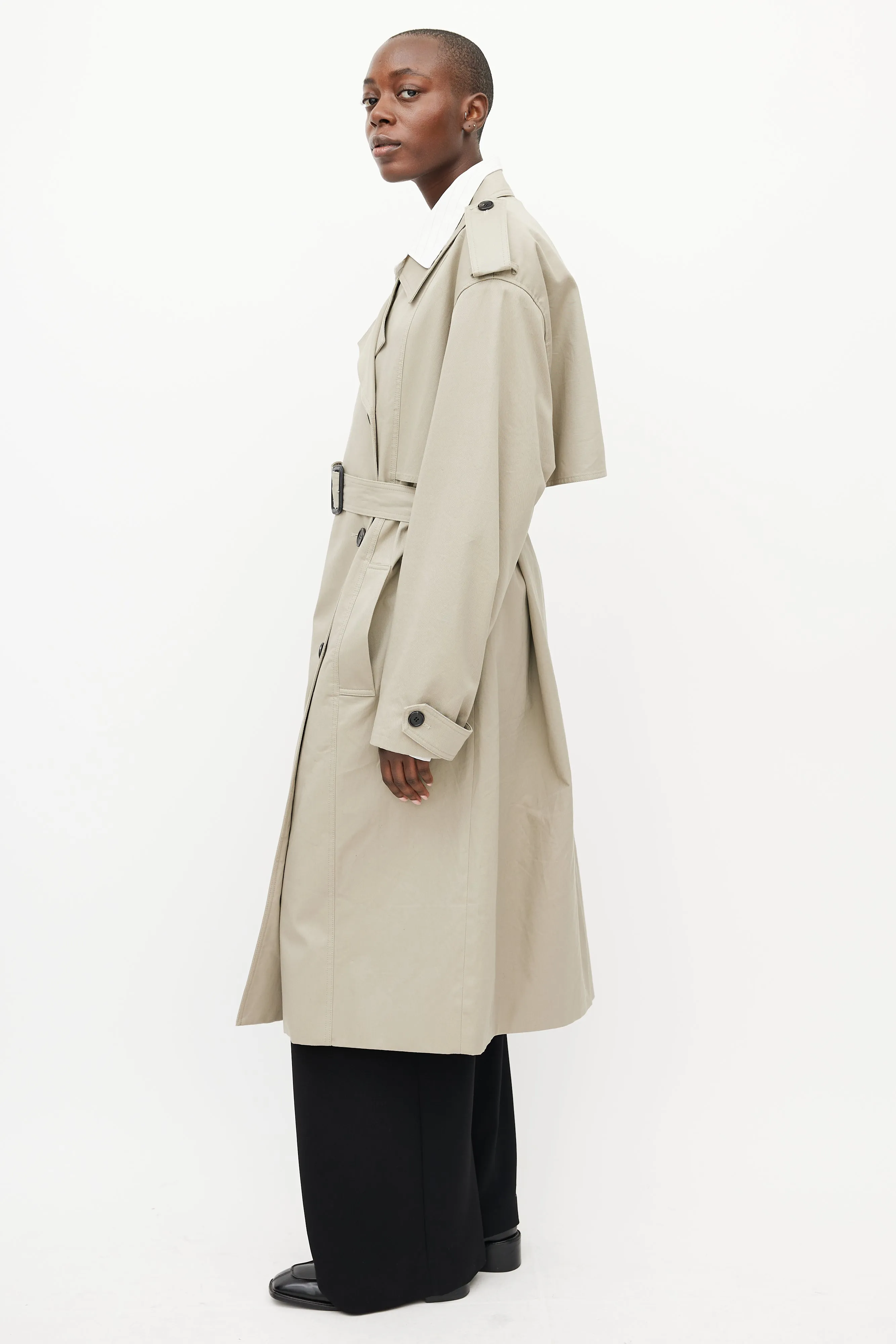 Khaki Eugene Oversized Belted Trench Coat