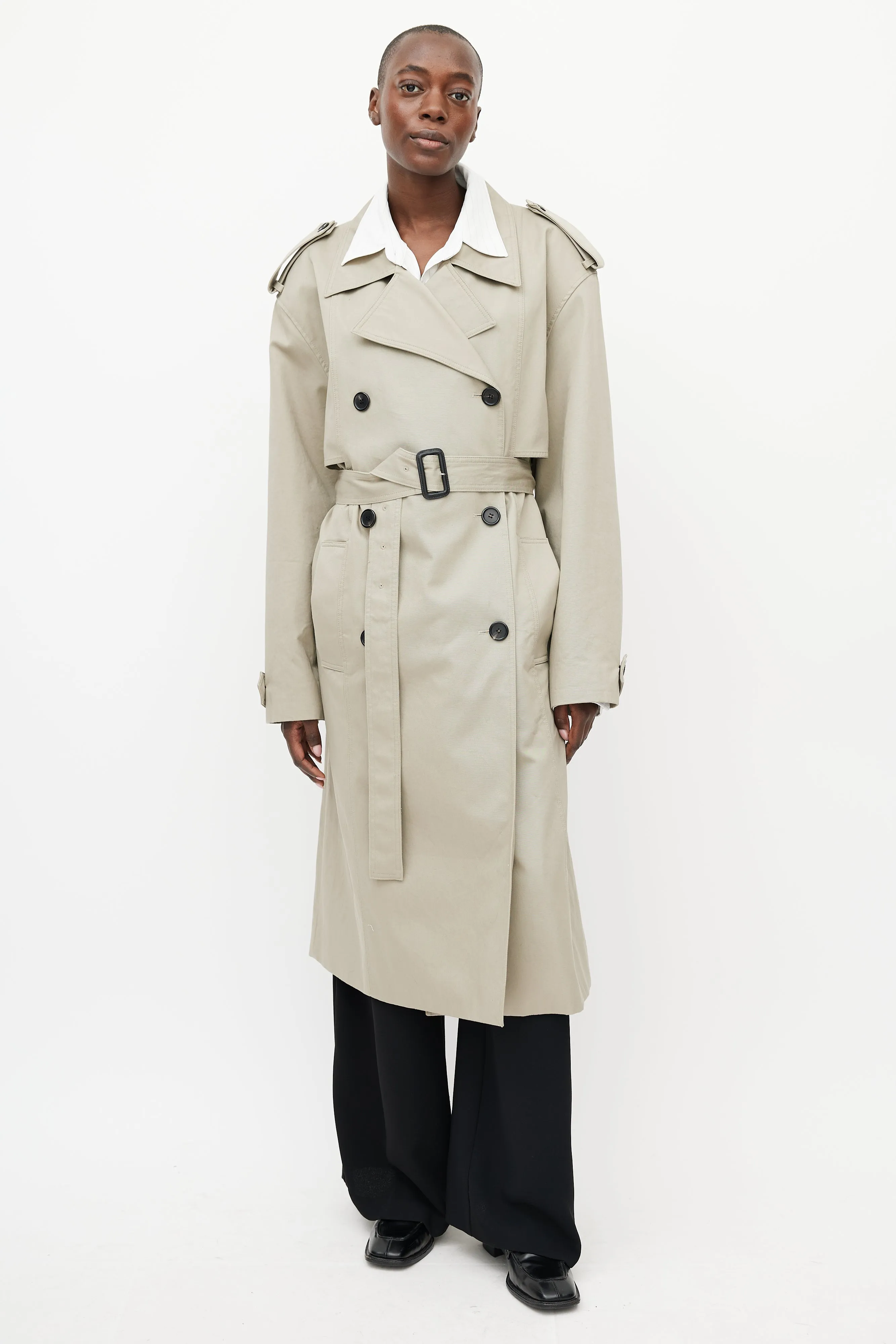 Khaki Eugene Oversized Belted Trench Coat