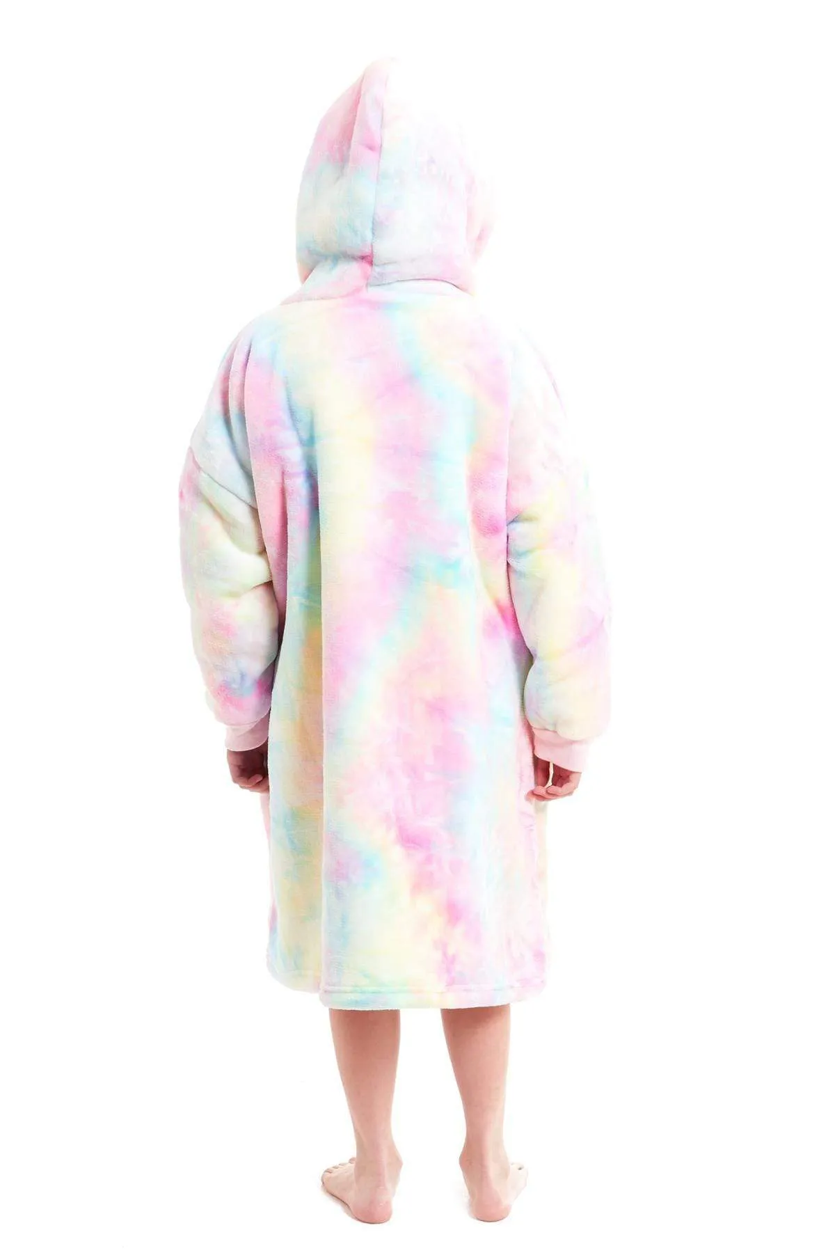 Kids Oversized Hooded Fleece Blanket Ultra-Soft Sherpa Fur with Elastic Cuffs and Double Pocket for Ages 8-15 by Daisy Dreamer