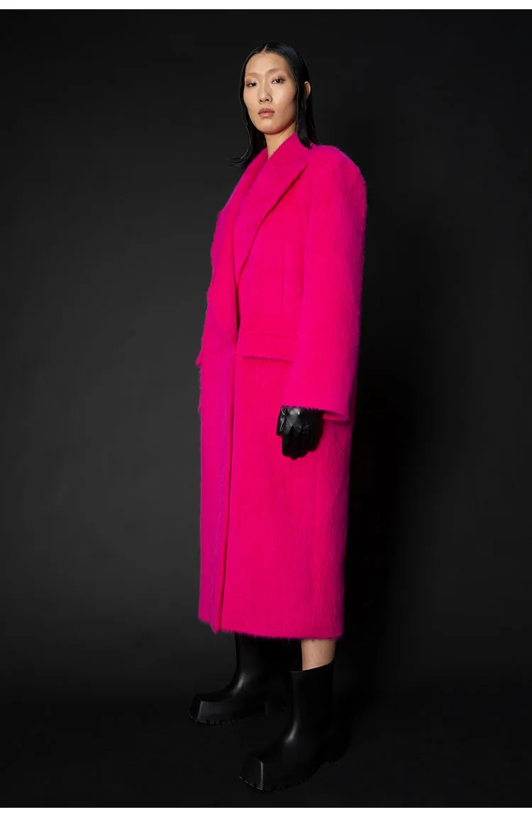 Ledi W blue Pink  alpaca wool autumn winter wool wide-shouldered straightlcoat - suli