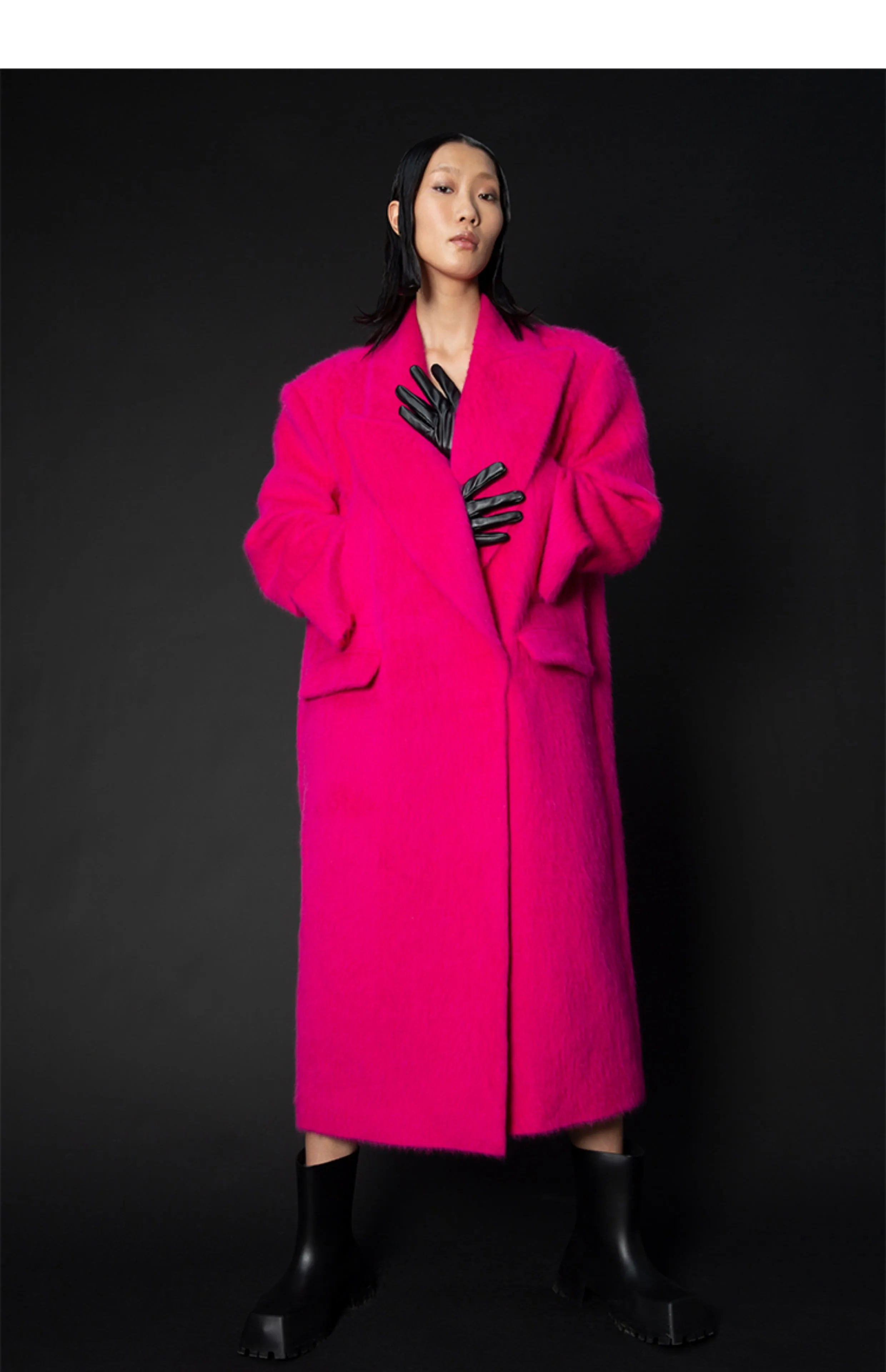 Ledi W blue Pink  alpaca wool autumn winter wool wide-shouldered straightlcoat - suli