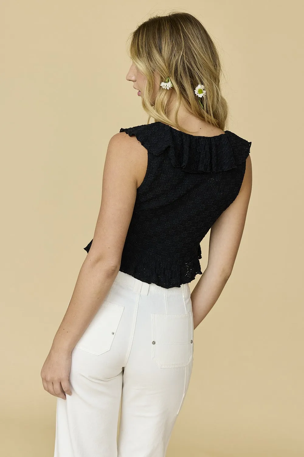 Leilani V-Neck Ruffle Lace Top